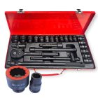 Hitman HA‑6818 – 1/2″ Erősített 12‑pont dugókulcs készlet, 26 darabos fekete szett, fém kofferben